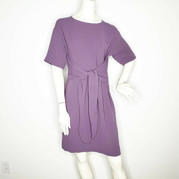 H&M  Purple Tie Front Short Sleeve Dress - Picture 1 of 12